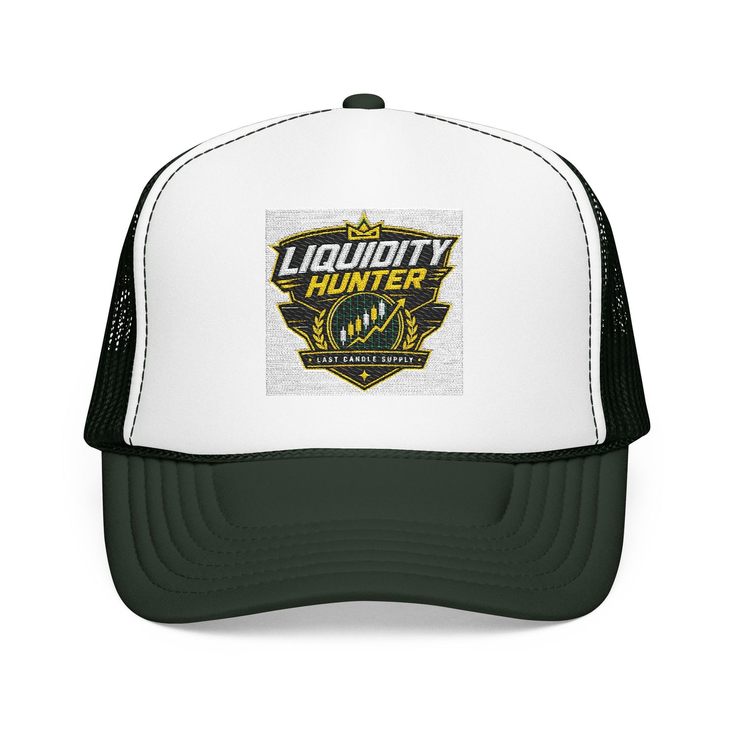 Liquidity Hunter Foam Trucker Hat — Retro Sports Patch Cap