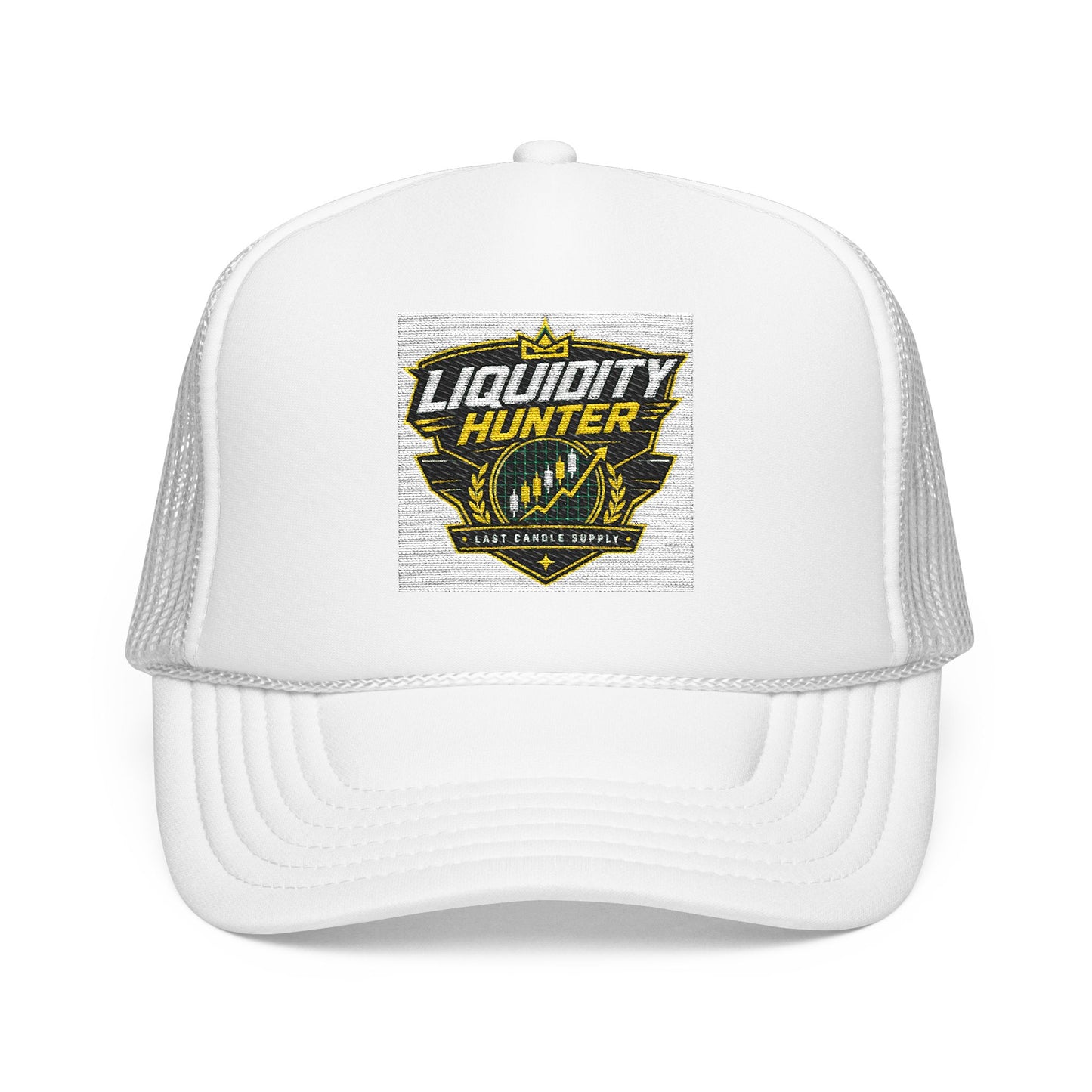 Liquidity Hunter Foam Trucker Hat — Retro Sports Patch Cap
