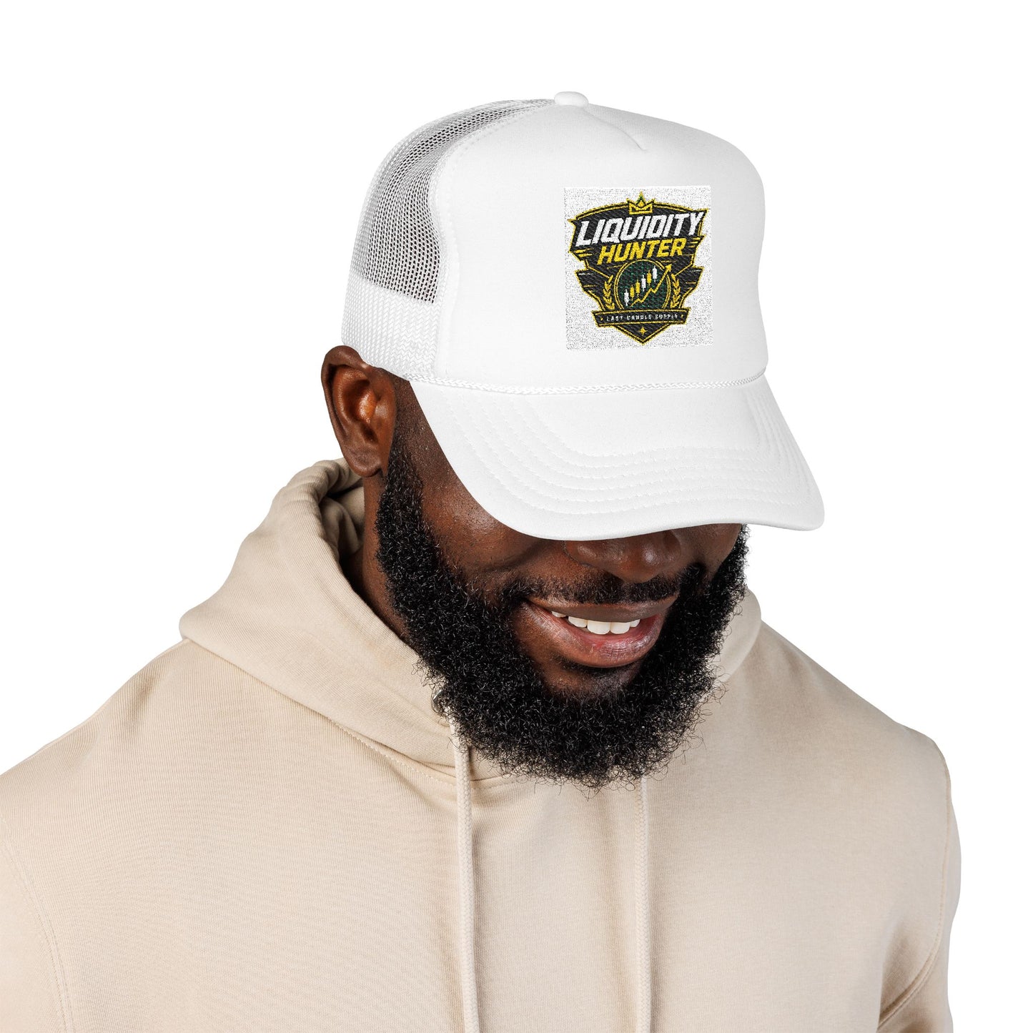 Liquidity Hunter Foam Trucker Hat — Retro Sports Patch Cap