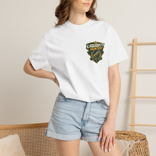 Liquidity Hunter T-Shirt — Retro Badge Graphic Tee
